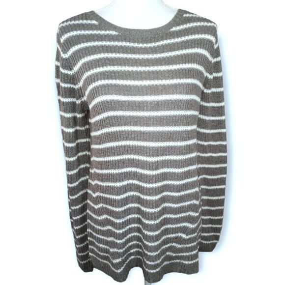 MERONA GRAY & WHITE STRIPE SWEATER SZ.M EUC - Picture 1 of 5